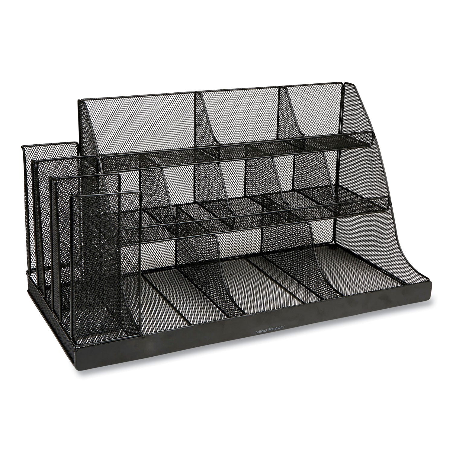 Network Collection 14-compartment Coffee Cup And Condiment Countertop Organizer, 11.61 X 23.9 X 12.76, Black