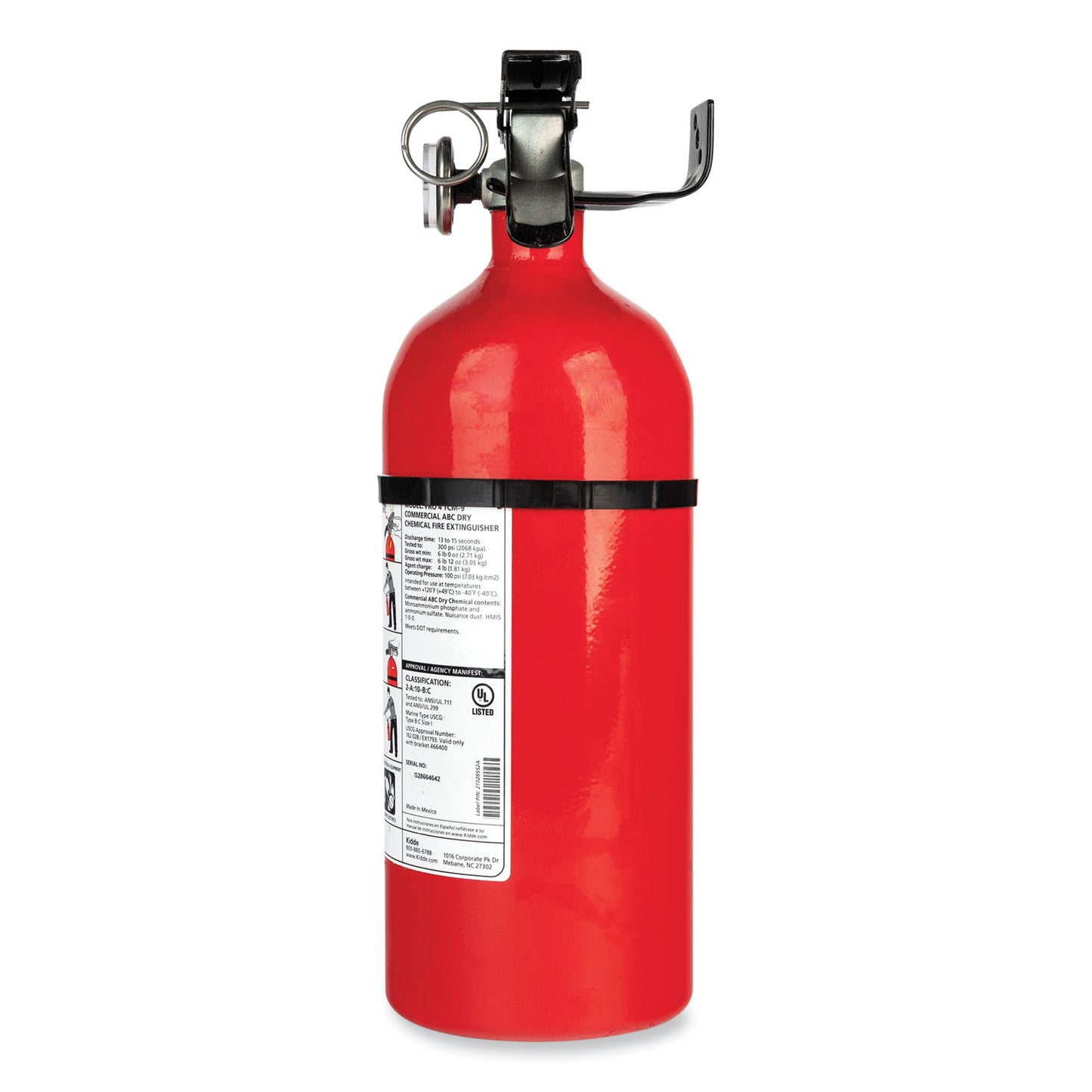 Kidde Pro 210 Fire Extinguisher, 2-A, 10-B:C, 4 lb (21005779)