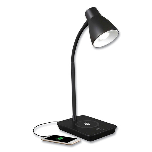 OttLite Wellness Series Infuse LED Desk Lamp with Wireless and USB Charging, 15.5" High, Black (CSA26KUQSHPR)