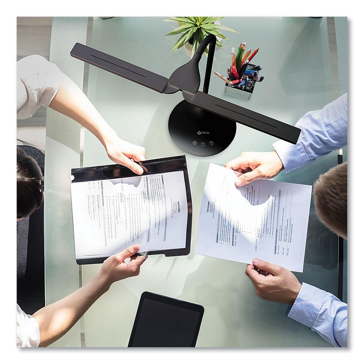 OttLite Wellness Series Pivot LED Desk Lamp with Dual Shades, 13.25" to 26" High, Black (CSN59G5W)