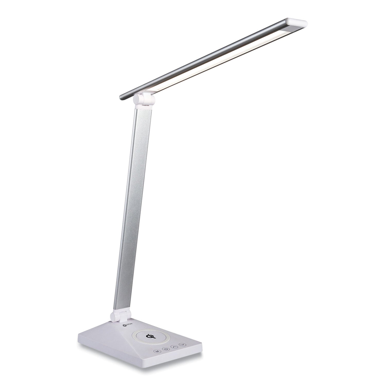 OttLite Wellness Series Entice LED Desk Lamp with Wireless Charging, Silver Arm, 11" to 22" High, White (CSDQA02WSHPR)