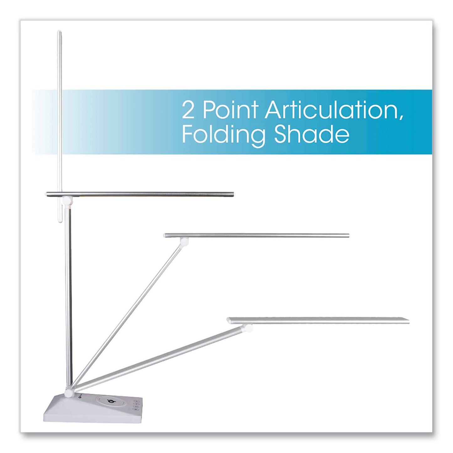 OttLite Wellness Series Entice LED Desk Lamp with Wireless Charging, Silver Arm, 11" to 22" High, White (CSDQA02WSHPR)