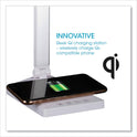 OttLite Wellness Series Entice LED Desk Lamp with Wireless Charging, Silver Arm, 11" to 22" High, White (CSDQA02WSHPR)