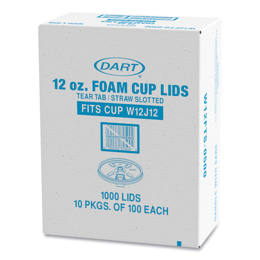 Dart Lids for Foam Cups and Containers, Fits 12 oz Cups, Translucent, 1,000/Carton (W12FTS)