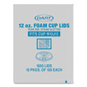 Dart Lids for Foam Cups and Containers, Fits 12 oz Cups, Translucent, 1,000/Carton (W12FTS)