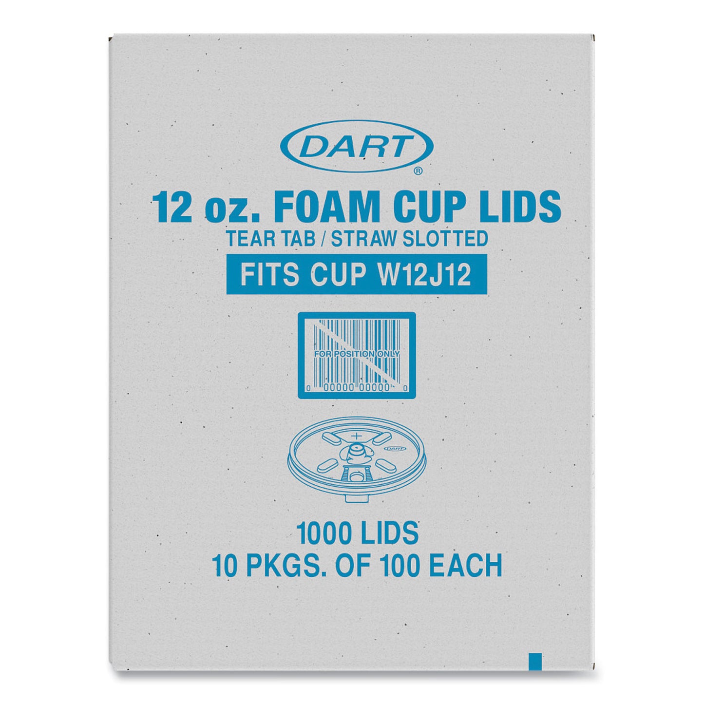 Dart Lids for Foam Cups and Containers, Fits 12 oz Cups, Translucent, 1,000/Carton (W12FTS)