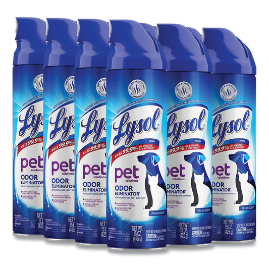 LYSOL Brand Disinfectant Spray II Pet Odor Eliminator, Fresh, 15 oz Aerosol Spray, 12/Carton (99804CT)