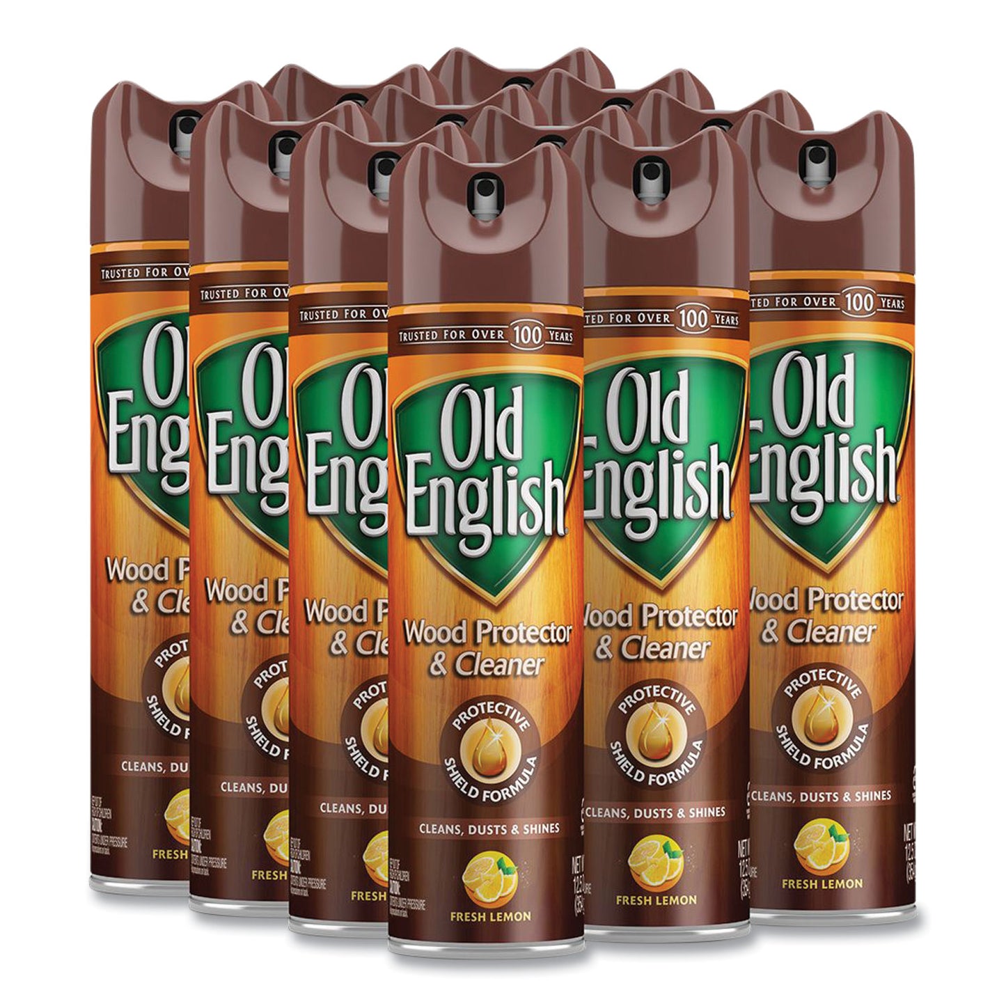 OLD ENGLISH Furniture Polish, Fresh Lemon Scent, 12.5 oz Aerosol Spray, 12/Carton (74035CT)