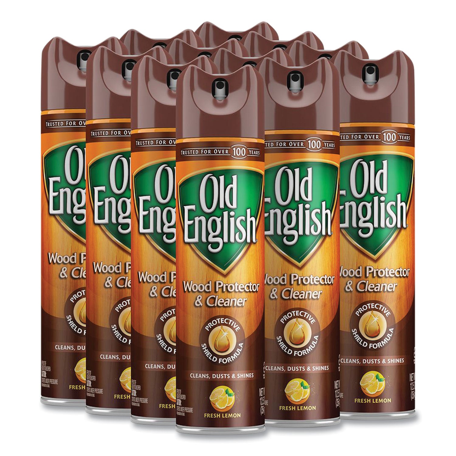 OLD ENGLISH Furniture Polish, Fresh Lemon Scent, 12.5 oz Aerosol Spray, 12/Carton (74035CT)