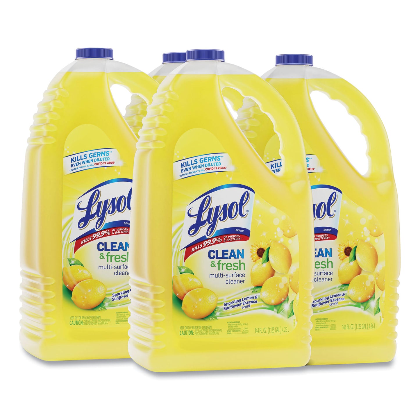 LYSOL Brand Clean and Fresh Multi-Surface Disinfectant Cleaner, Sparkling Lemon and Sunflower Essence, 144 oz Bottle (77617EA)