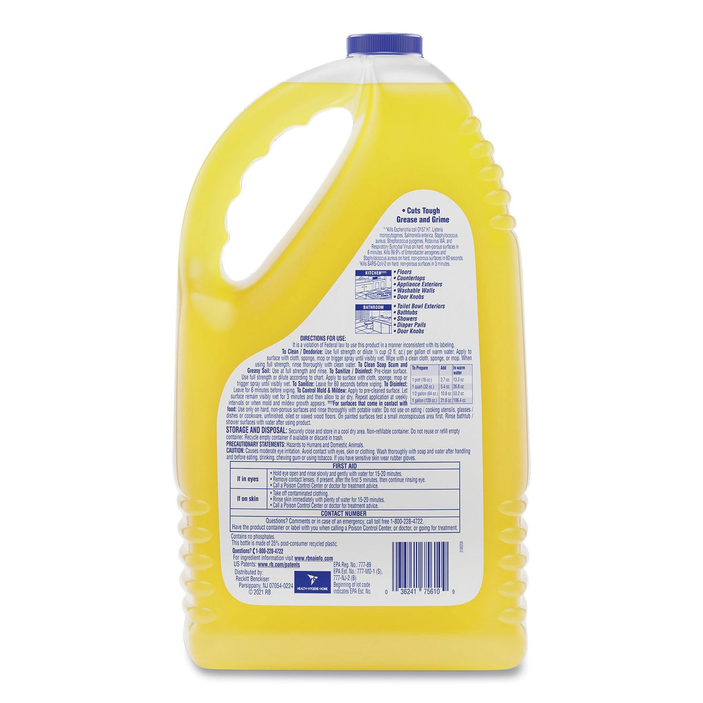 LYSOL Brand Clean and Fresh Multi-Surface Disinfectant Cleaner, Sparkling Lemon and Sunflower Essence, 144 oz Bottle (77617EA)