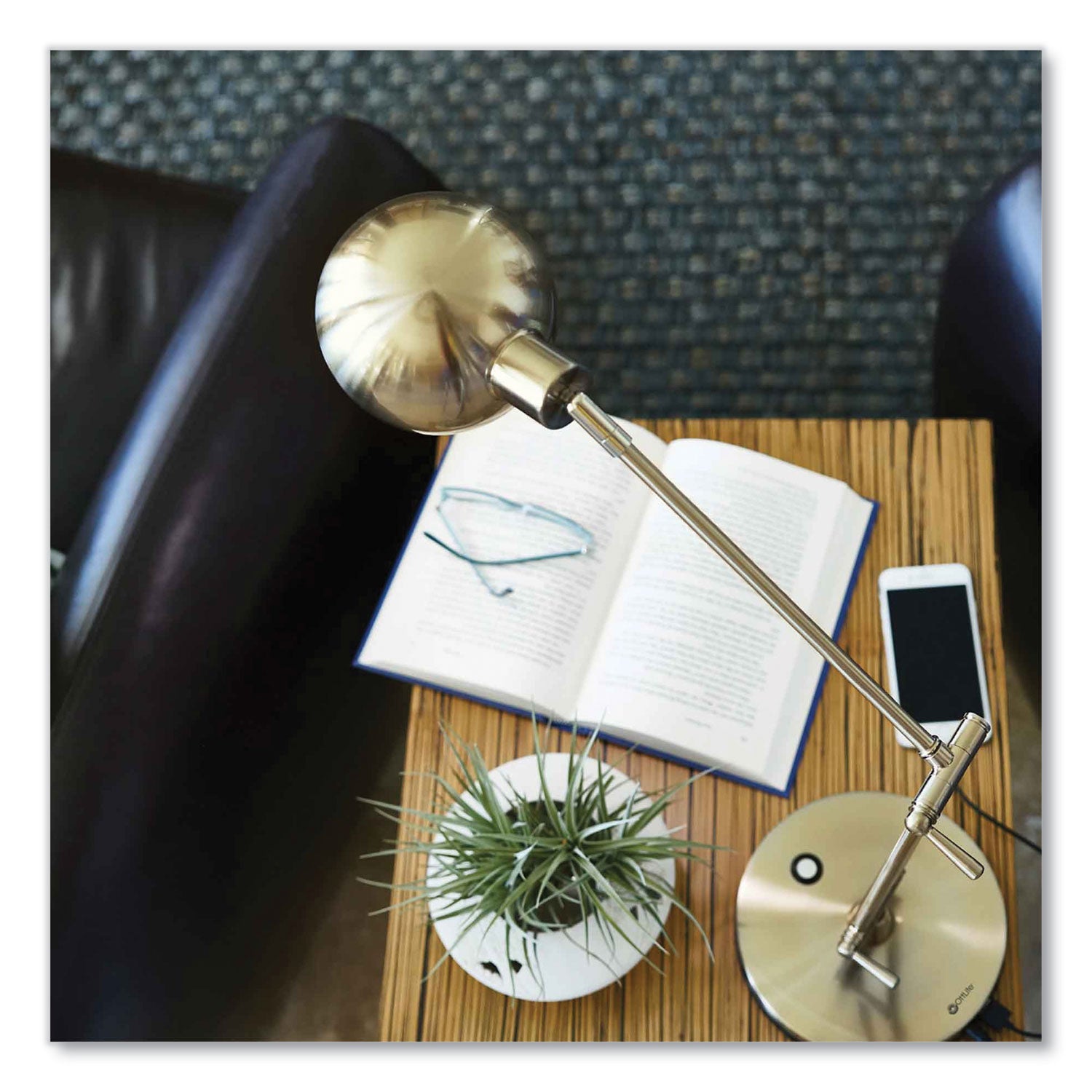 OttLite Wellness Series Refine LED Desk Lamp, 27" High, Antiqued Brass (F1D83BR9SHPR)