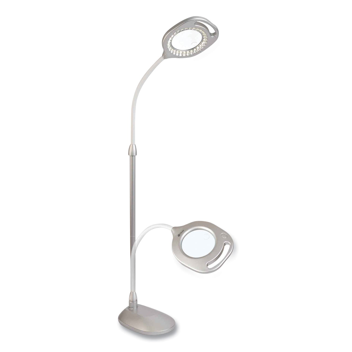 OttLite 2-in-1 LED Magnifier Floor and Table Light, 39.5" High, Silver/White (43828CSHPR)