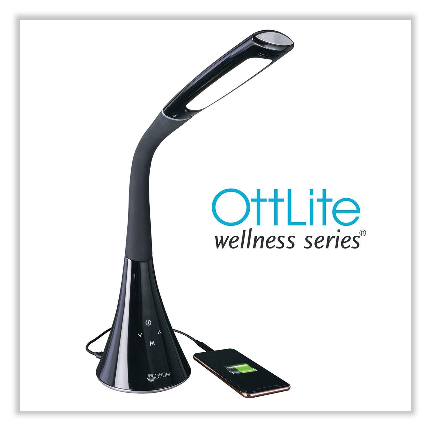 OttLite Wellness Series Swerve LED Desk Lamp, 23.25" High, Black (CSN34KCCSHPR)