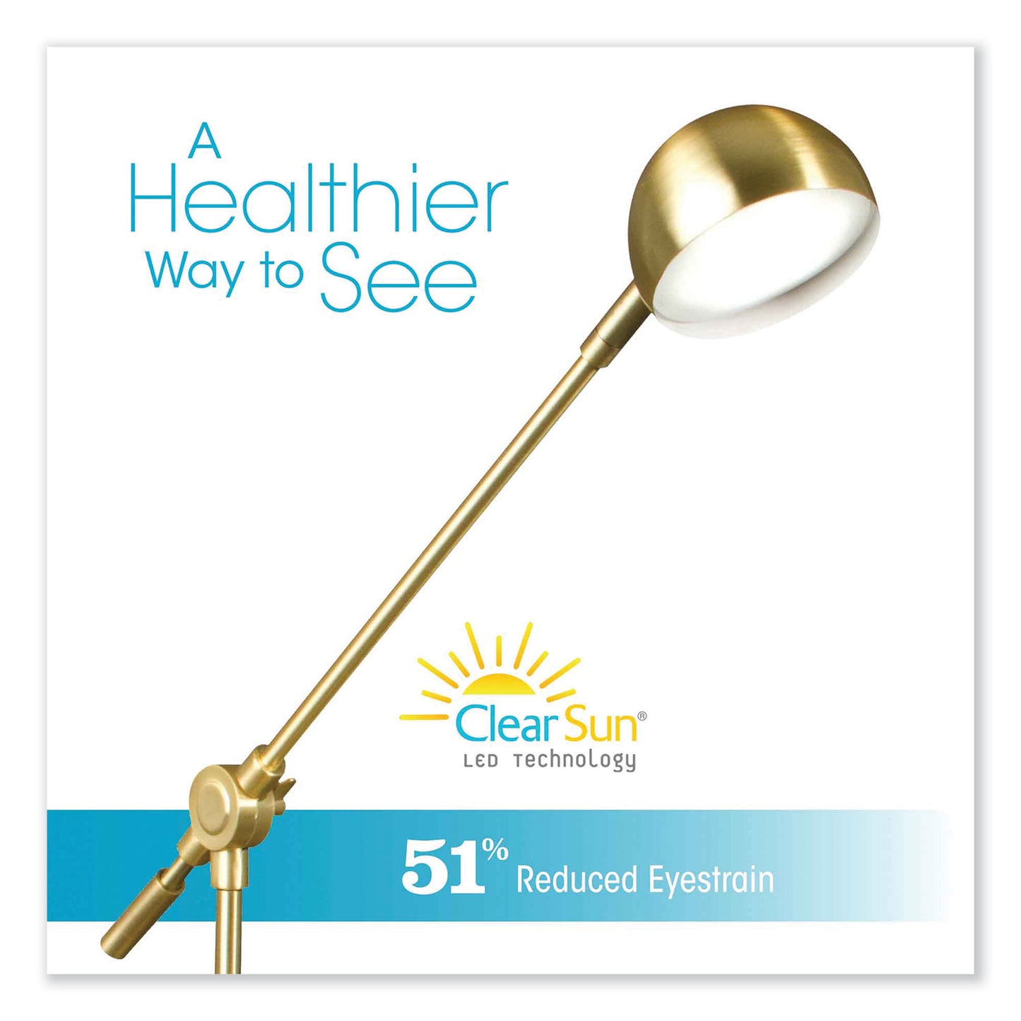 OttLite Wellness Series Direct LED Desk Lamp, 4" to 18" High, Brass (CS01BS9SHPR)