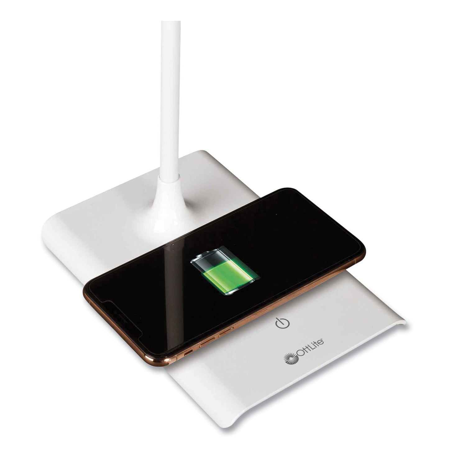 OttLite Wellness Series Power Up LED Desk Lamp, 13" to 21" High, White (CS030QISHPR)