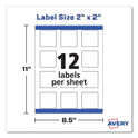 Avery Square Labels with Sure Feed and TrueBlock, 2 x 2, White, 300/Pack (22806)