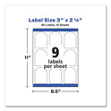Avery Textured Arched Print-to-the-Edge Labels, Laser Printers, 3 x 2.25, White, 9/Sheet, 10 Sheets/Pack (22809)