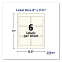 Avery Rectangle Labels, Inkjet/Laser Printers, 3 x 3.75, Pearl Ivory, 6/Sheet, 8 Sheets/Box (22823)