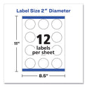 Avery Round Print-to-the Edge Labels with Sure Feed and Easy Peel, 2" dia, Glossy Clear, 120/PK (22825)