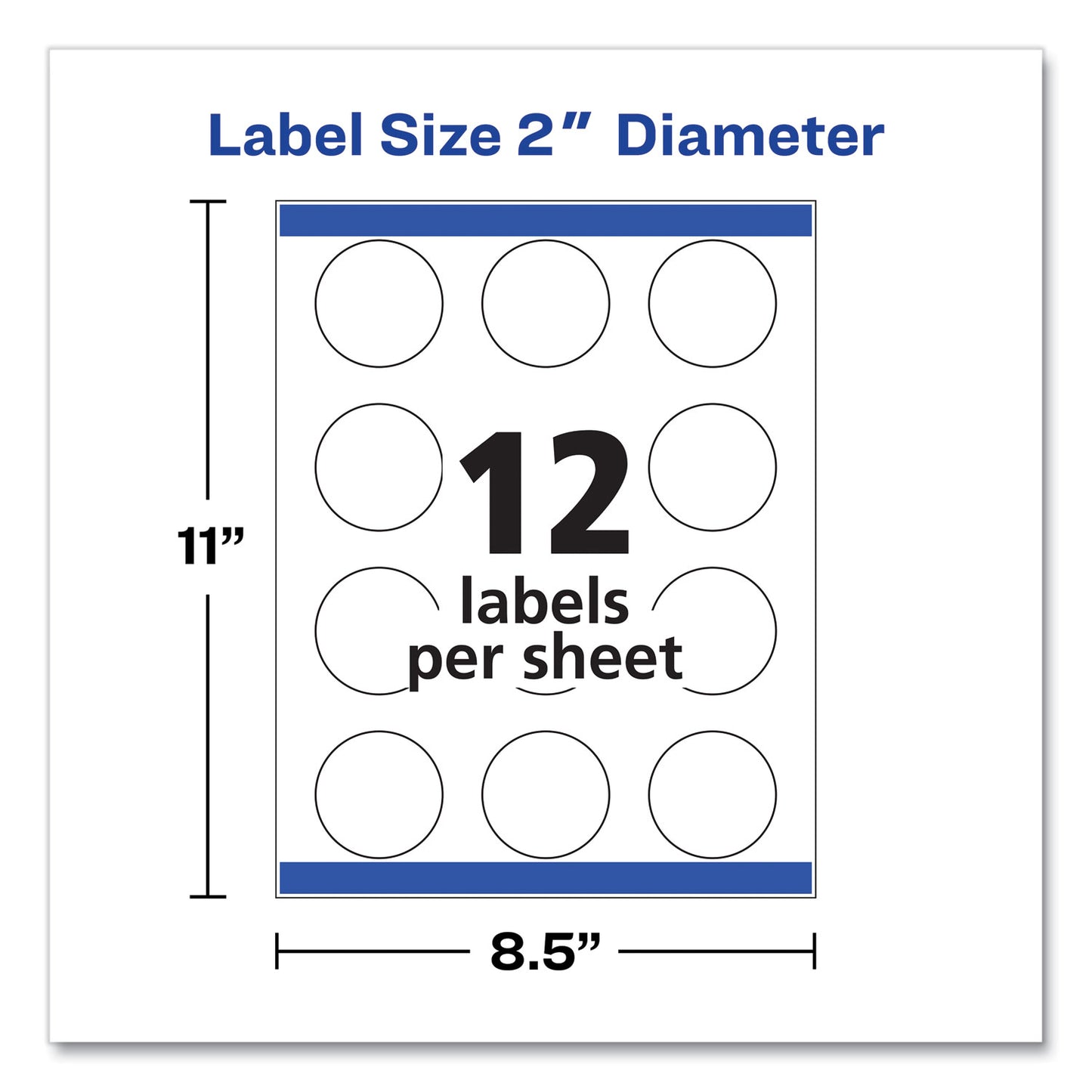 Avery Round Print-to-the Edge Labels with Sure Feed and Easy Peel, 2" dia, Glossy Clear, 120/PK (22825)