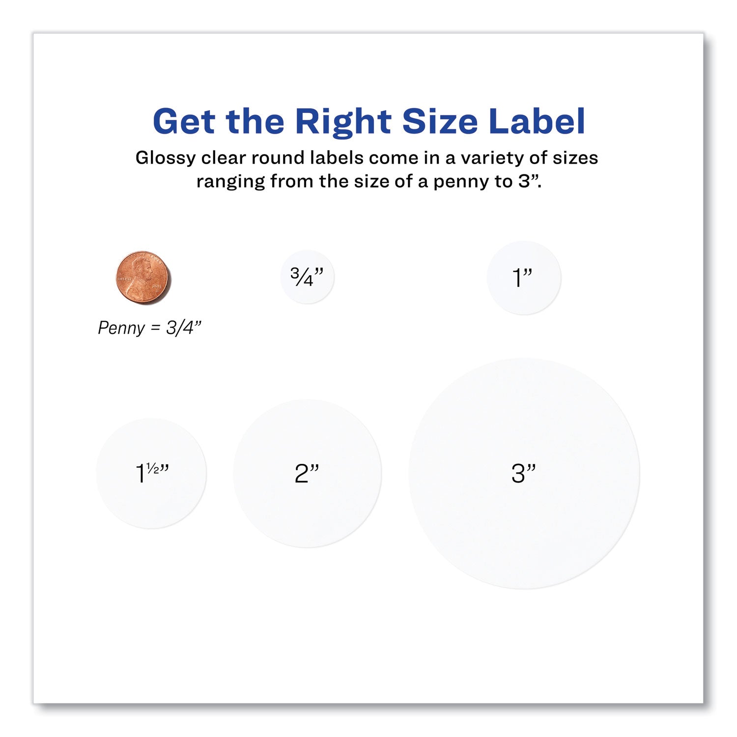 Avery Round Print-to-the Edge Labels with Sure Feed and Easy Peel, 2" dia, Glossy Clear, 120/PK (22825)