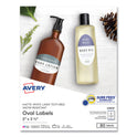 Avery Oval Print-to-the-Edge Labels, 2 x 3.33, White, 8/Sheet, 10 Sheets/Pack (22829)