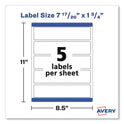 Avery Rectangle Labels, Inkjet/Laser Printers, 7.85 x 1.75, Textured White, 5/Sheet, 10 Sheets/Pack (22838)