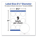 Avery 22856 Labels, Round, 2-1/2" Diameter