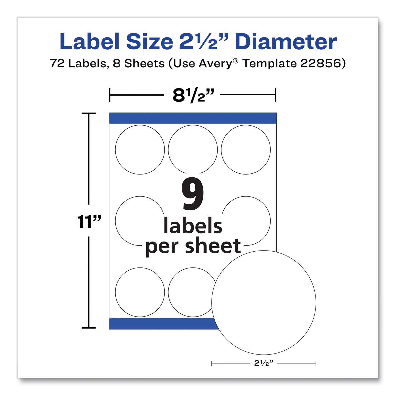 Avery 22856 Labels, Round, 2-1/2" Diameter