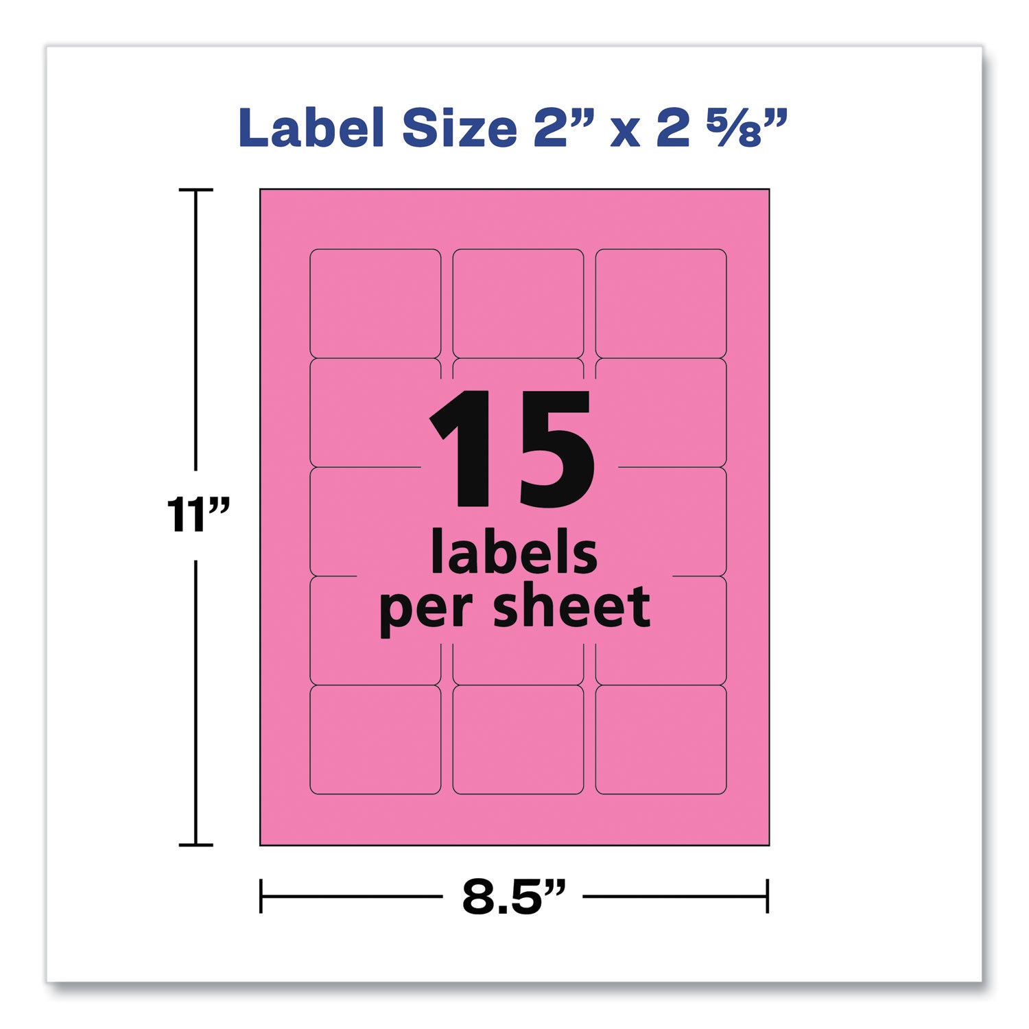 Avery Printable Color Labels with Sure Feed and Easy Peel, 2 x 2.63, Assorted Colors, 15/Sheet, 10 Sheets/Pack (4331)