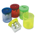 The Pencil Grip Eisen Pencil Sharpener, Two-Hole, 1.5 x 1.75, Randomly Assorted Barrel and Lid Colors (ESN51301)