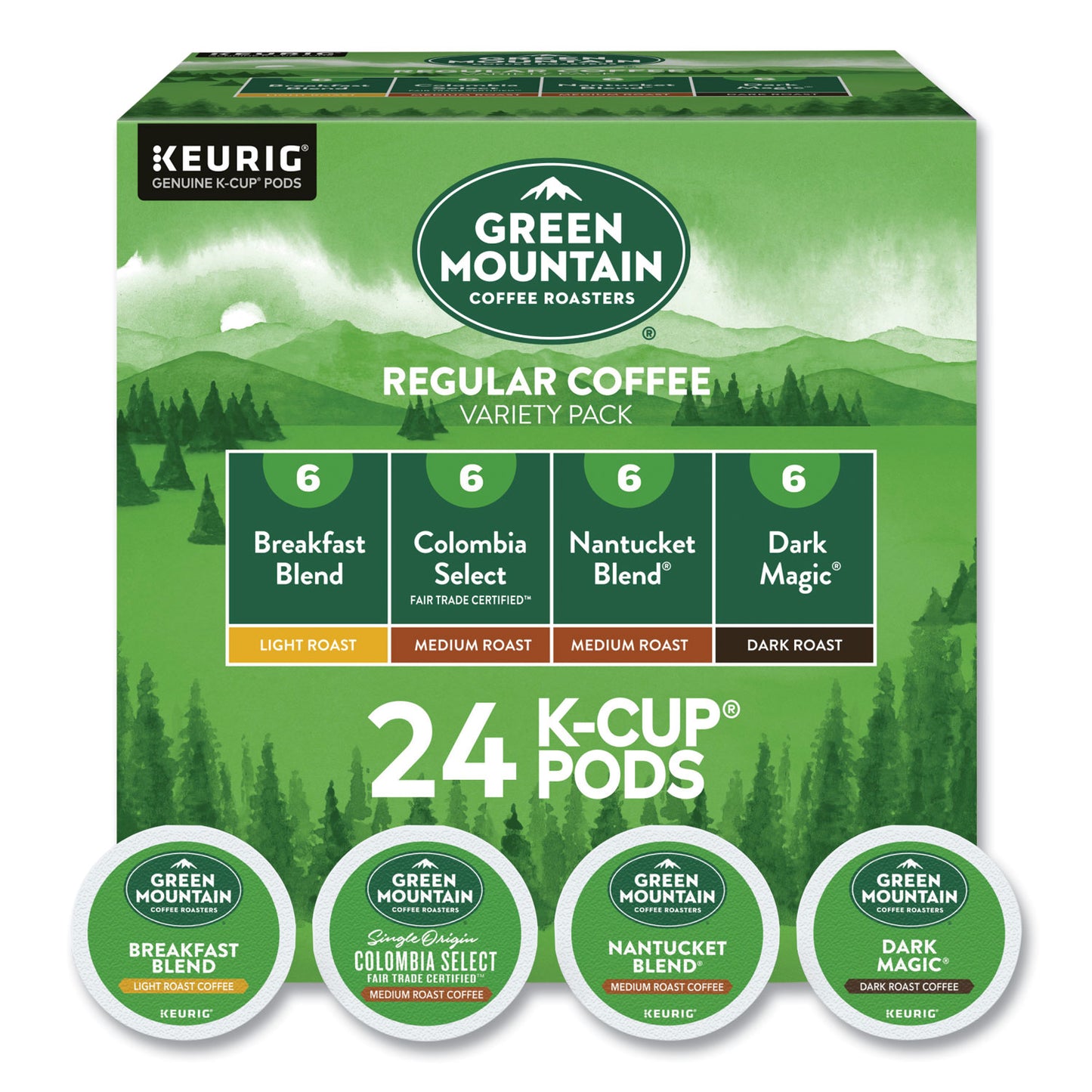 Keurig Regular Variety Pack Coffee K-Cups, Assorted Flavors, 24/Box (9974)