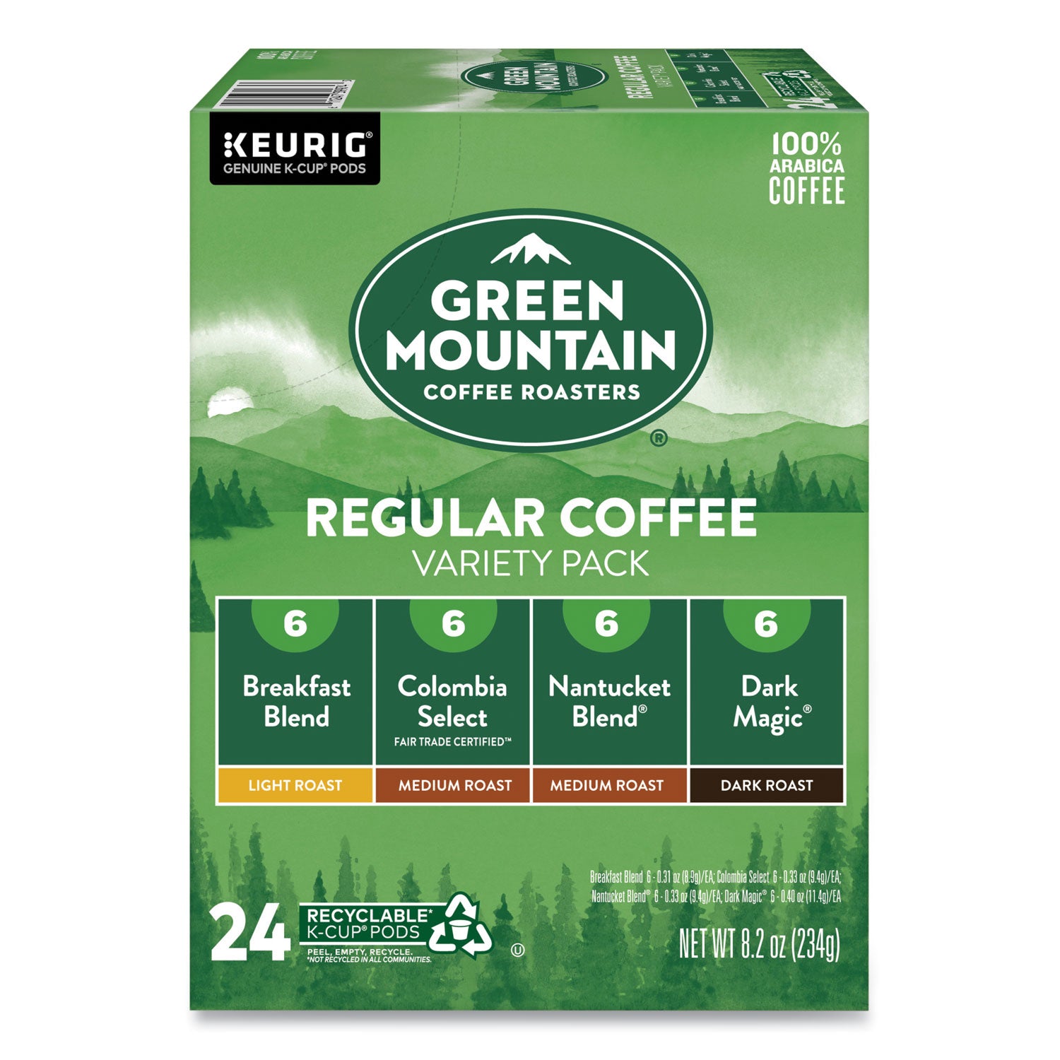 Keurig Regular Variety Pack Coffee K-Cups, Assorted Flavors, 24/Box (9974)