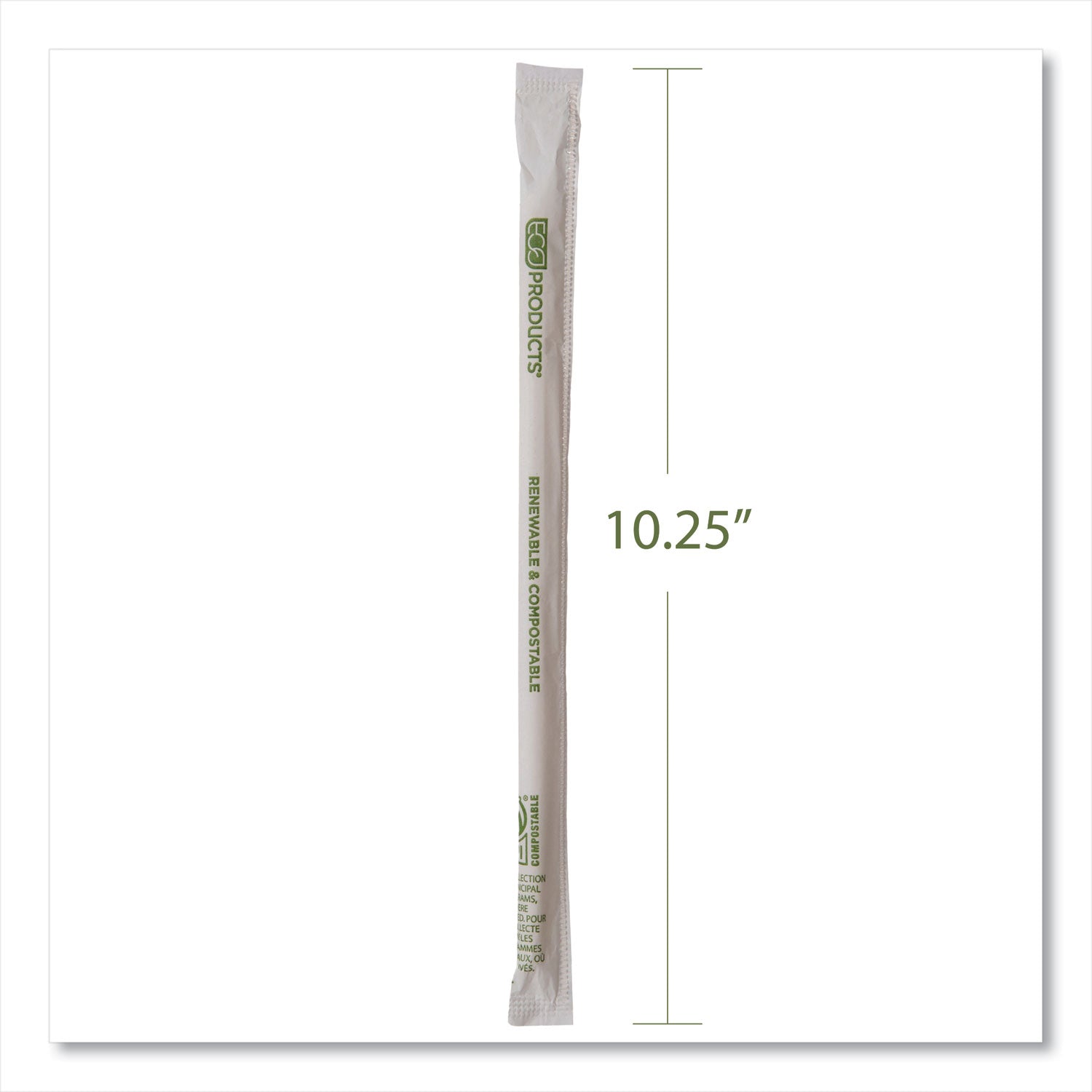 Eco-Products Renewable and Compostable PHA Straws, 10.25", Natural White, 1,250/Carton (EPSTPHA1025)