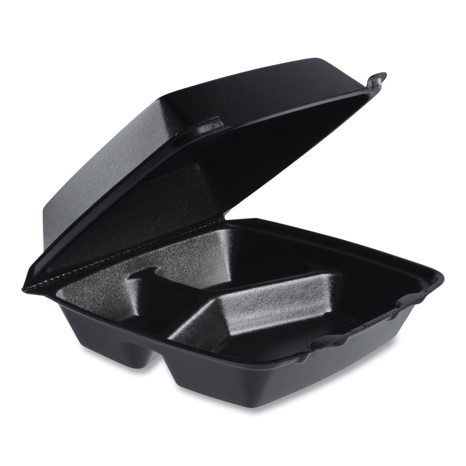 Dart Insulated Foam Hinged Lid Containers, 3 Compartments, 7.96 x 3.2 x  8.36, Black, Foam, 200/Carton (85HTB3R)