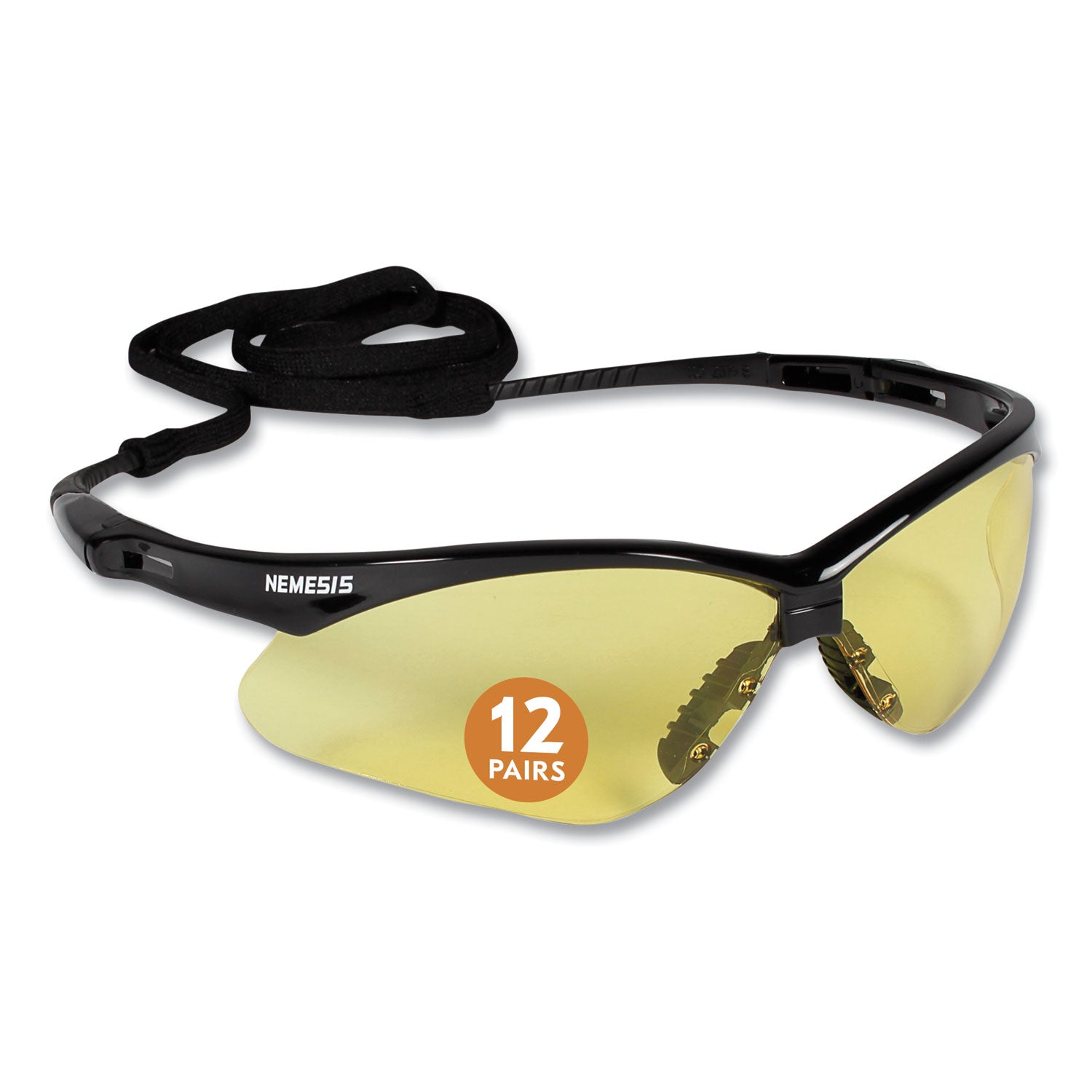 KleenGuard Nemesis Safety Glasses, Black Frame, Amber Lens (25659)