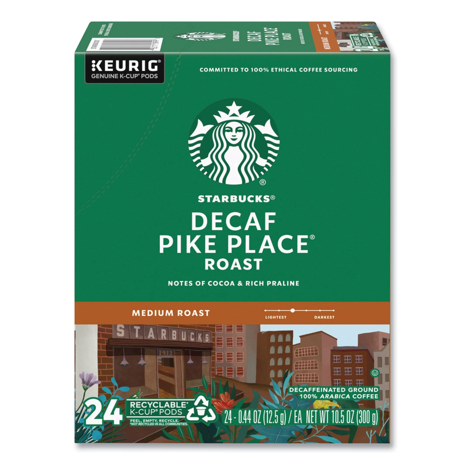 Starbucks Pike Place Decaf Coffee K-Cups Pack, 24/Box (011111161)