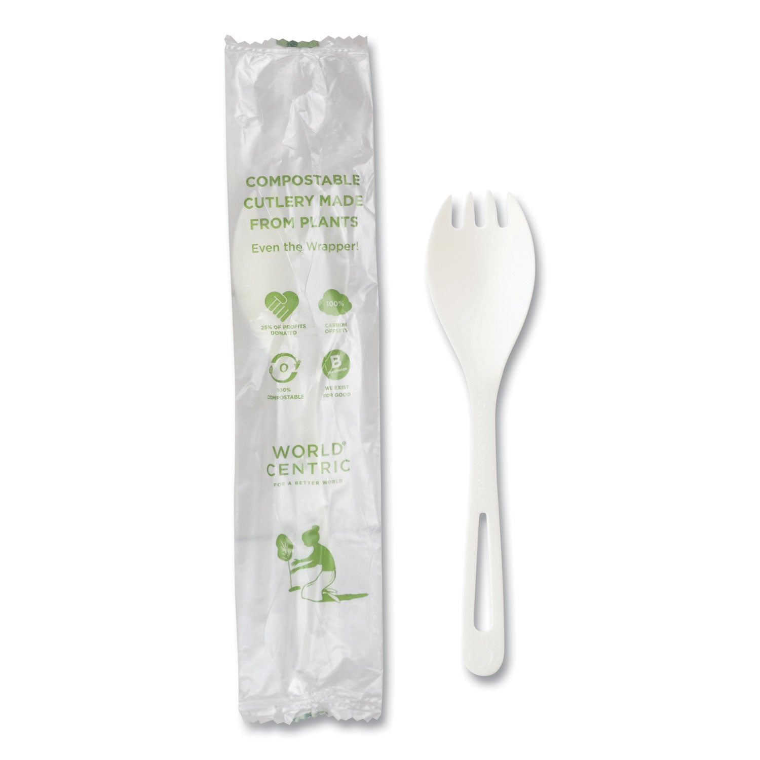 World Centric TPLA Compostable Cutlery, Spork, White, 750/Carton (RKPSI)