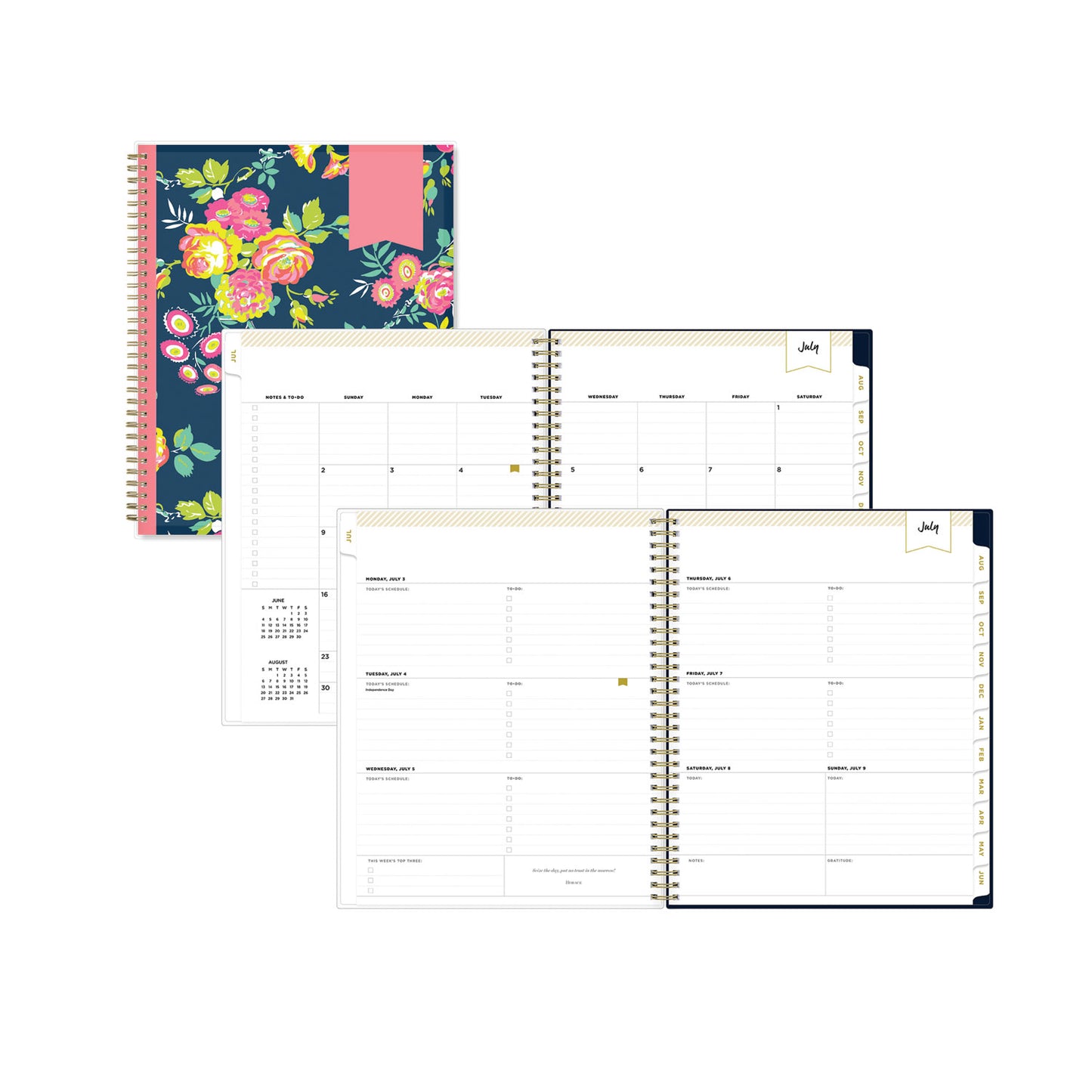 Blue Sky Day Designer Peyton Create-Your-Own Cover Weekly/Monthly Planner, Floral, 11 x 8.5, Navy, 12-Month (July to June): 2024-2025 (107924)