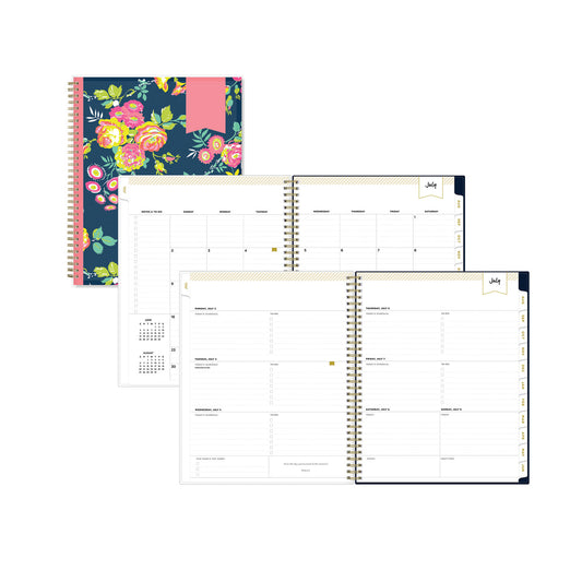 Blue Sky Day Designer Peyton Create-Your-Own Cover Weekly/Monthly Planner, Floral, 11 x 8.5, Navy, 12-Month (July to June): 2024-2025 (107924)