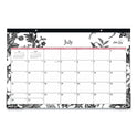 Blue Sky Analeis Academic Year Desk Pad Calendar, Floral Artwork, 17 x 11, White/Black/Coral Sheets, 12-Month (July-June): 2024-2025 (130617)