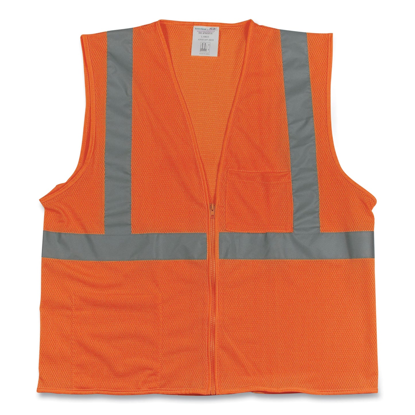 PIP ANSI Class 2 Two-Pocket Zipper Mesh Safety Vest, Polyester Mesh, X-Large, Orange (3020702ZORXL)