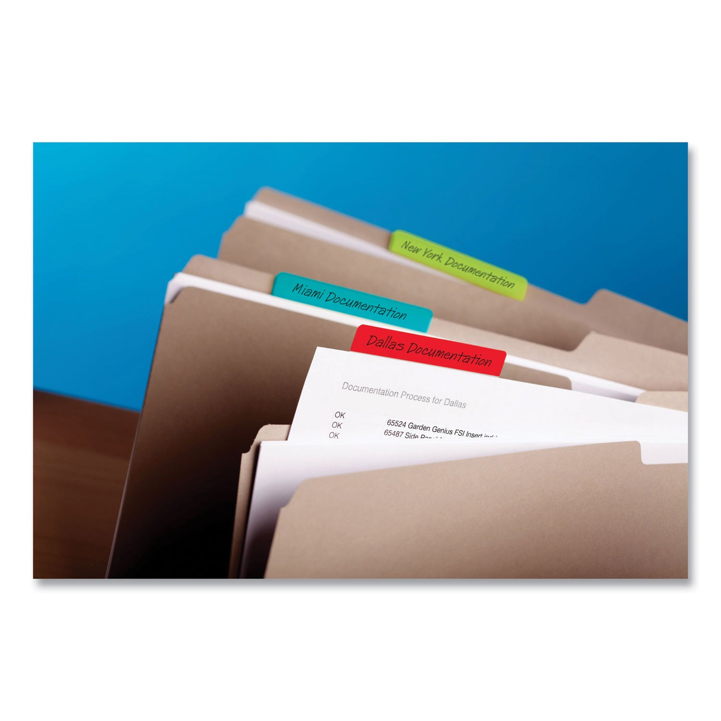 Post-it Solid Color Tabs, 1/5-Cut, Assorted Pastel Colors, 2" Wide, 24/Pack (686PWAV)