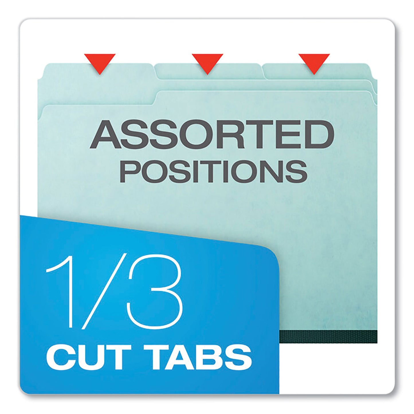 Pendaflex Pressboard Expanding File Folders, 1/3-Cut Tabs: Assorted, Letter Size, 1" Expansion, Blue, 25/Box (9200T13)