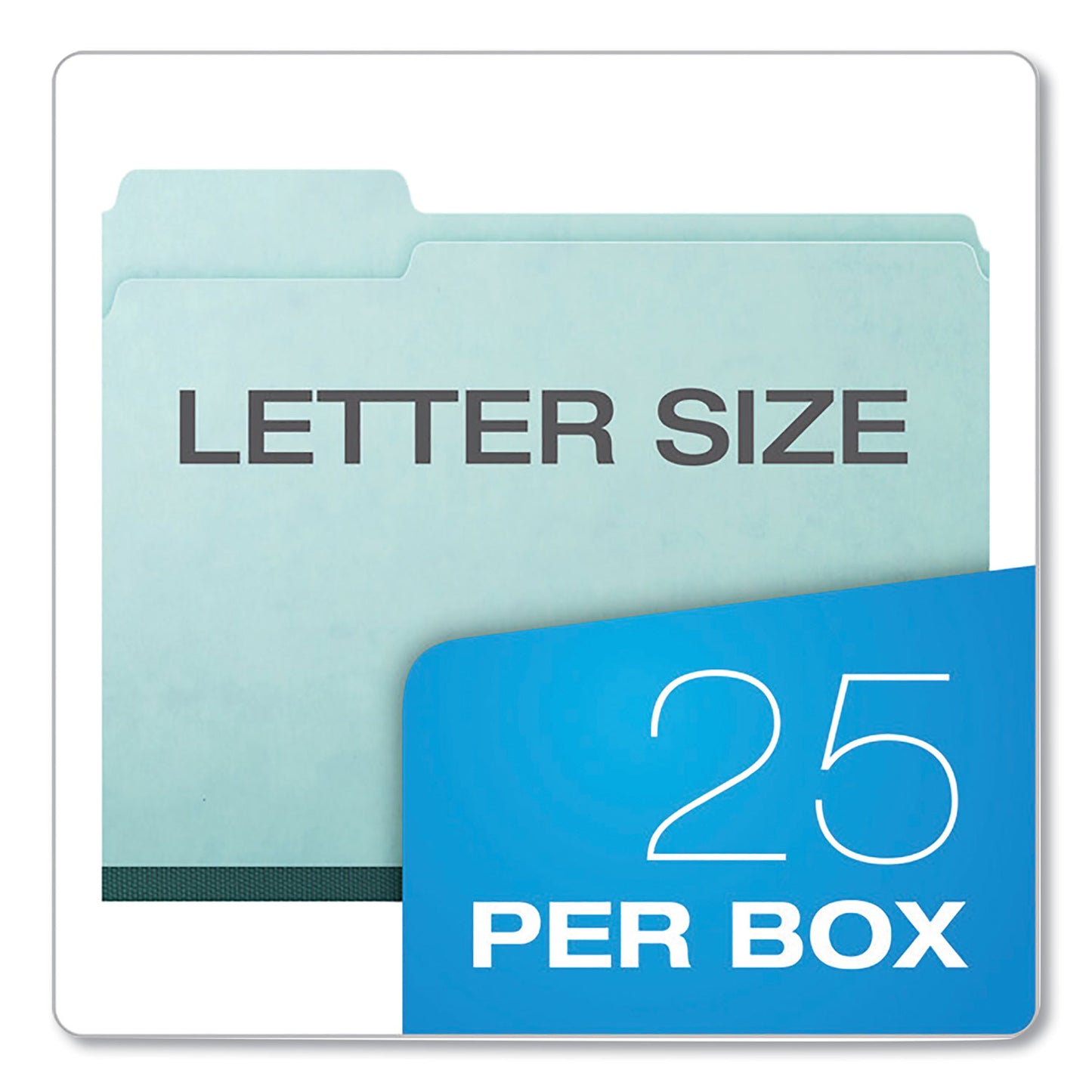 Pendaflex Pressboard Expanding File Folders, 1/3-Cut Tabs: Assorted, Letter Size, 1" Expansion, Blue, 25/Box (9200T13)