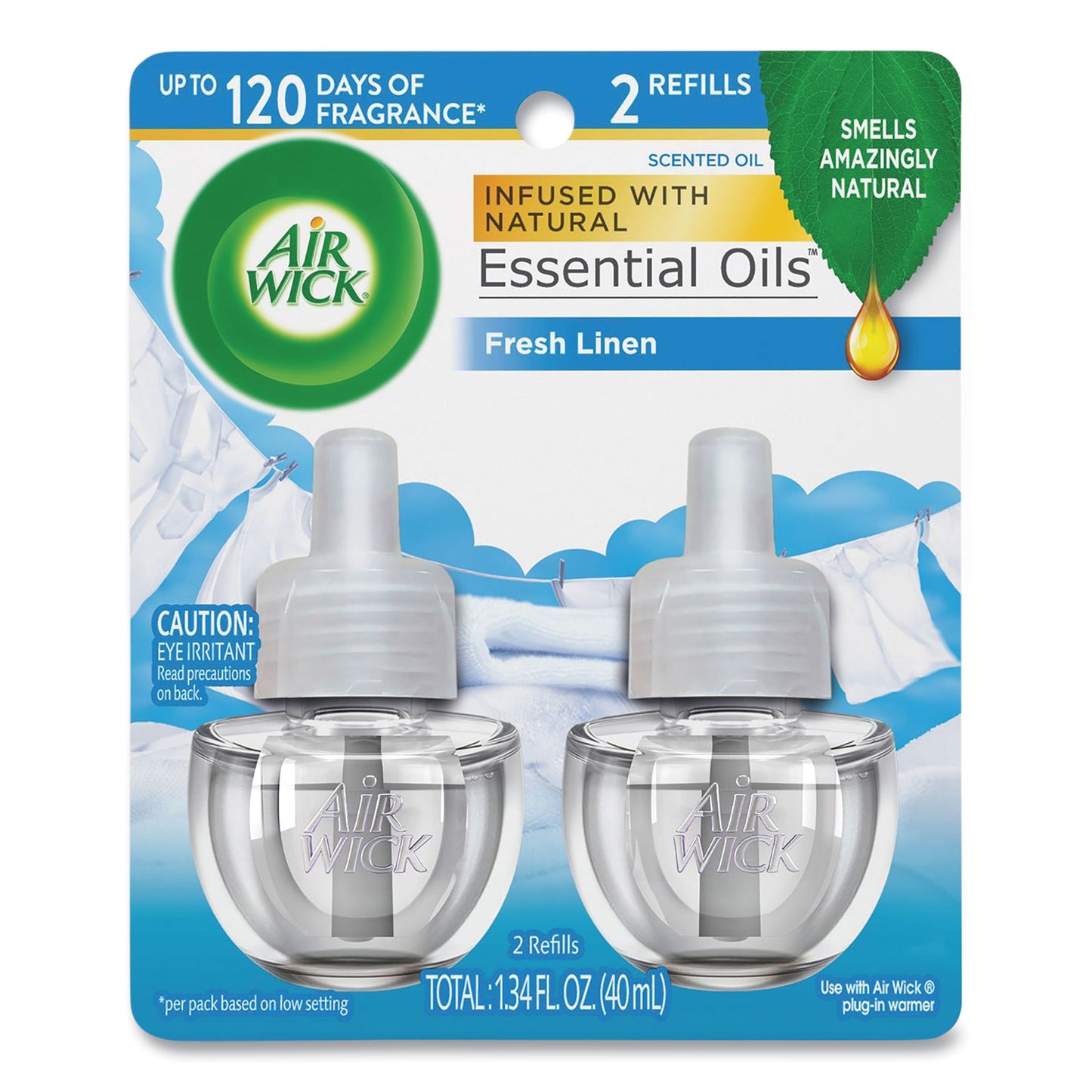 Air Wick Scented Oil Refill, Fresh Linen, 0.67 oz, 2/Pack (82291PK)