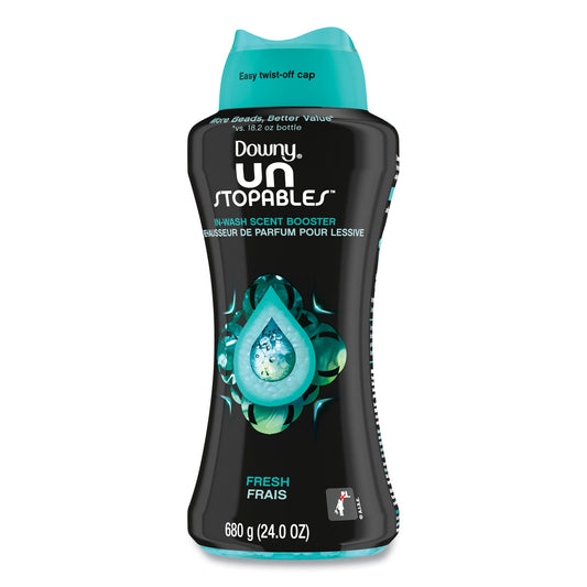 Downy Unstopables In-Wash Scent Booster Beads, Fresh Scent, 24 oz Pour Bottle, 4/Carton (08726)