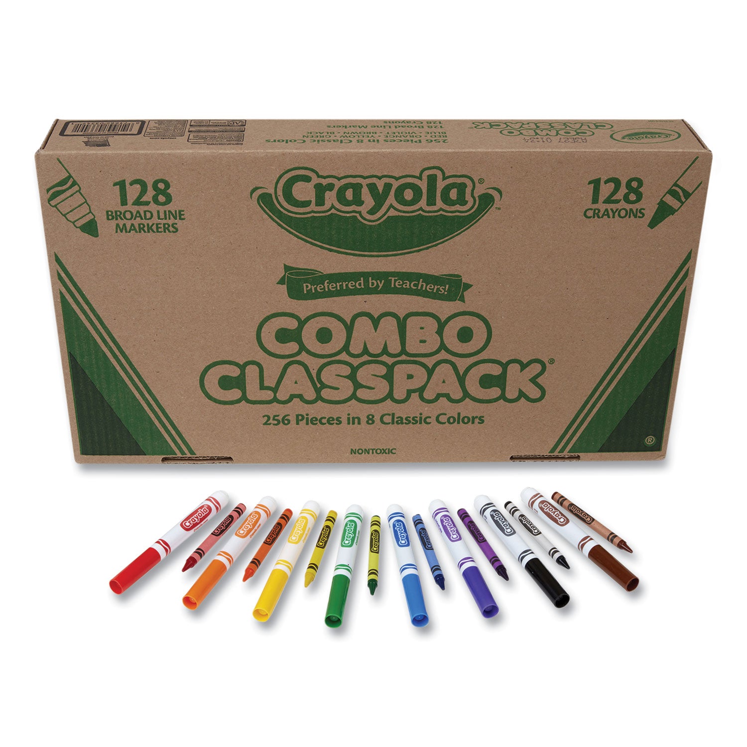 Crayola Crayons and Markers Combo Classpack, Eight Colors, 256/Set (523349)