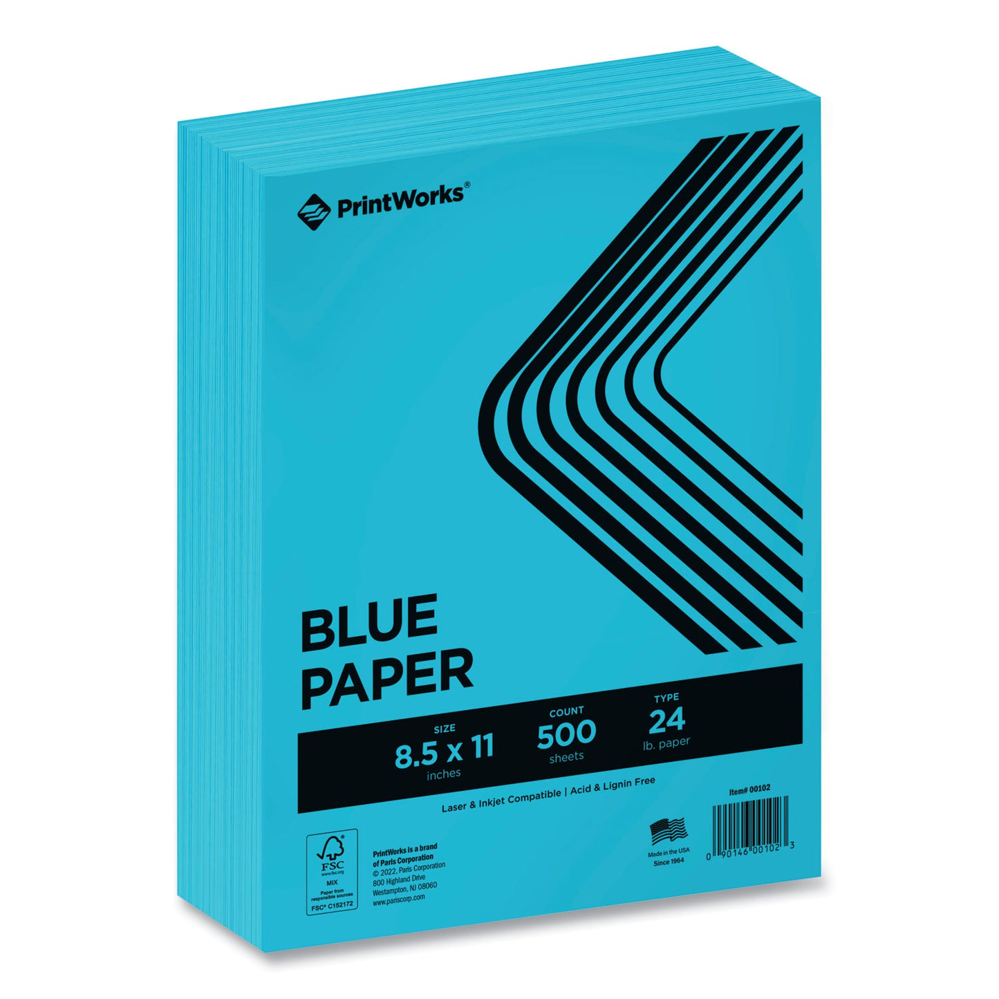 Printworks Professional Color Paper, 24 lb Text Weight, 8.5 x 11, Blue, 500/Ream (00102)